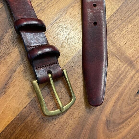 Men’s Warehouse Red Full Grain Italian Leather Size 38” - Picture 1 of 6